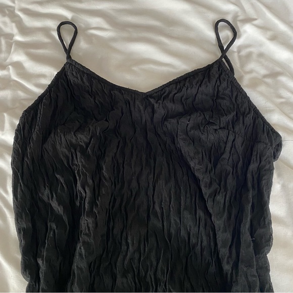 VINTAGE BLACK TEXTURED MINI DRESS - Picture 4 of 8